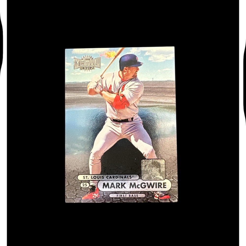 Baseball Trading Card with Red and Blue Accents of Mark Mcgwire Metal mint cond